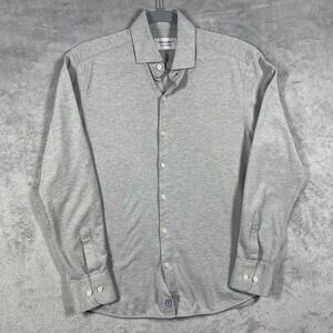 Twillory Untuckable Shirt Mens Medium Gray Tailored Fit Coolmax Cotton Button Up